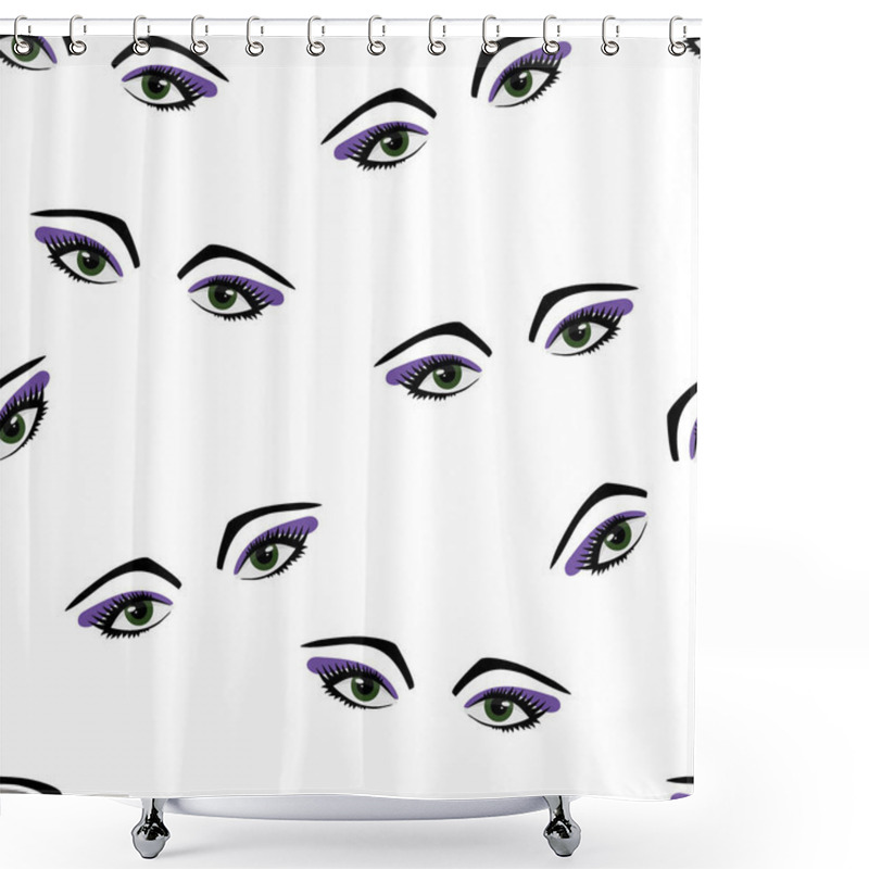 Personality  Seamless Pattern. Eyes And Eyelashes Vector Shower Curtains