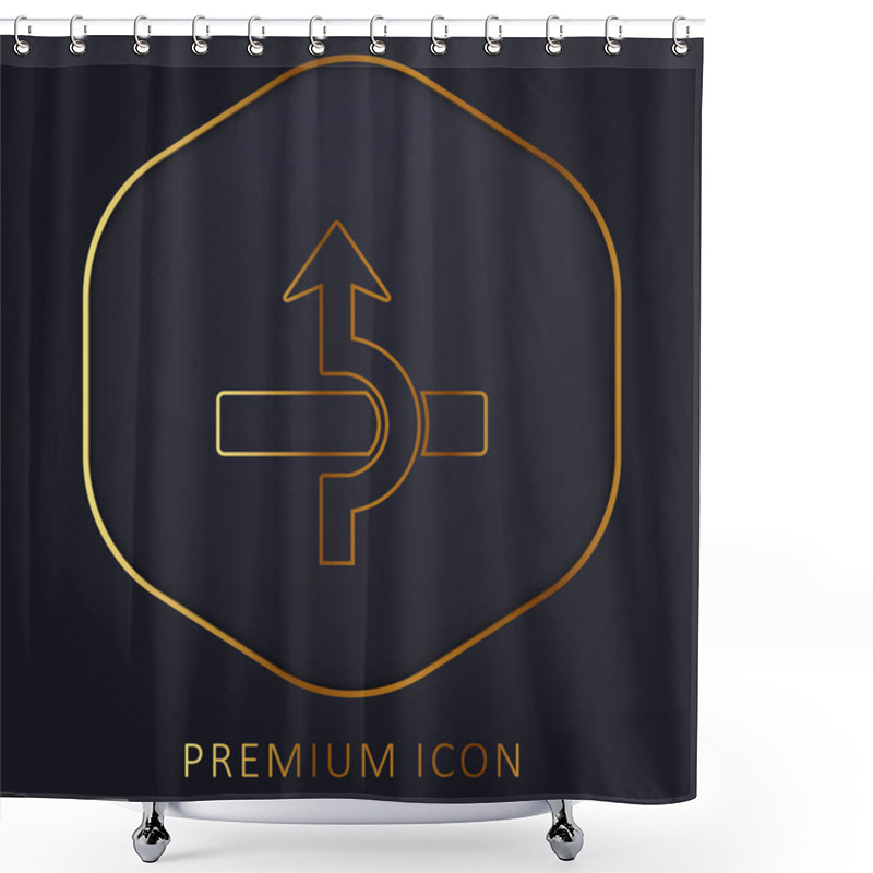 Personality  Arrow Over A Rectangular Element Golden Line Premium Logo Or Icon Shower Curtains