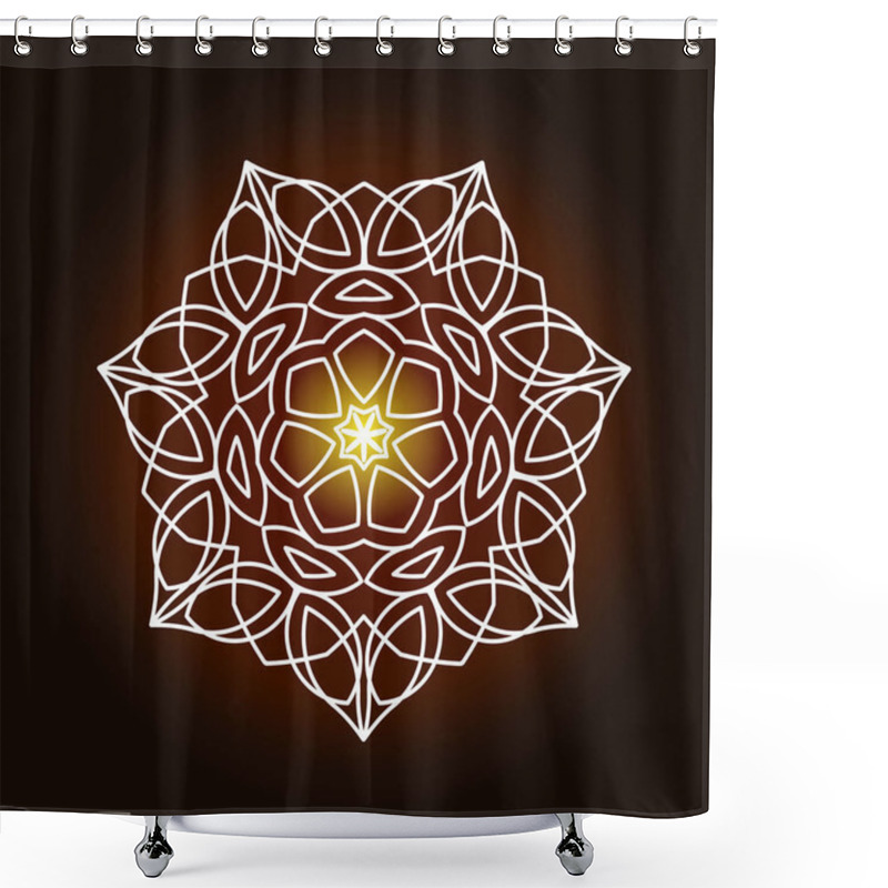 Personality  Shiny Background With White Floral Mandala Shower Curtains