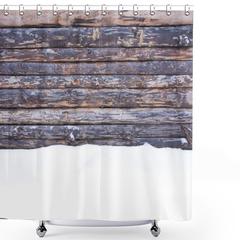 Personality  Old Wood Texture With Snow Christmas Background Shower Curtains