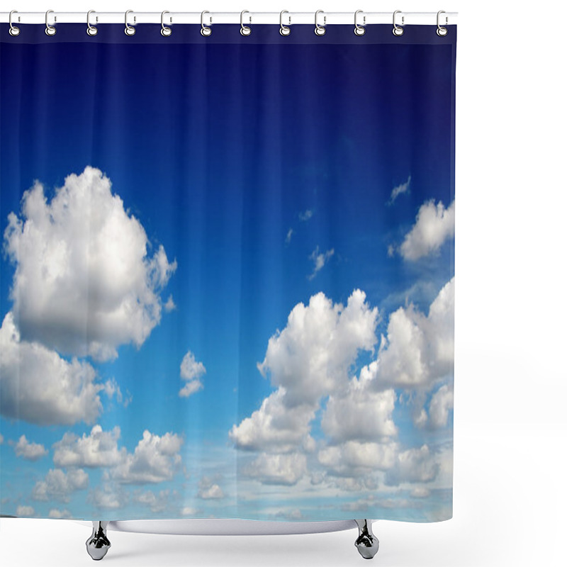 Personality  Blue Sky With Cotton Like Clouds Shower Curtains