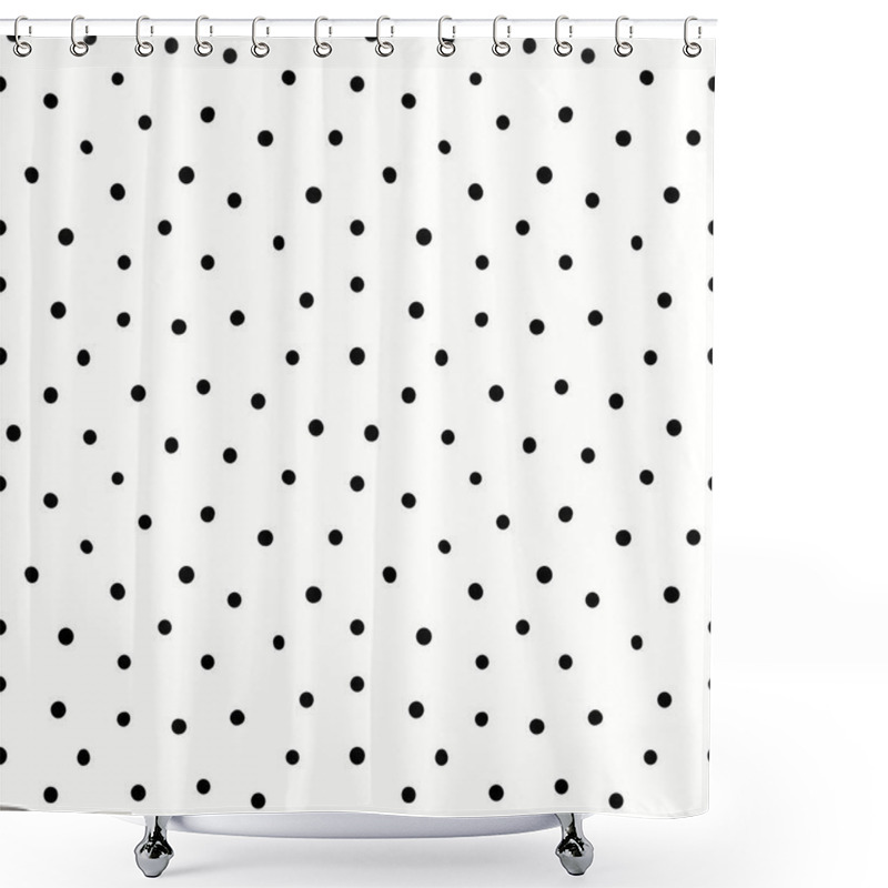 Personality  Hand Drawn Seamless Pattern With Black Polka Dots On White Background. Vector Illustration. Concept For Children Textile Print Shower Curtains