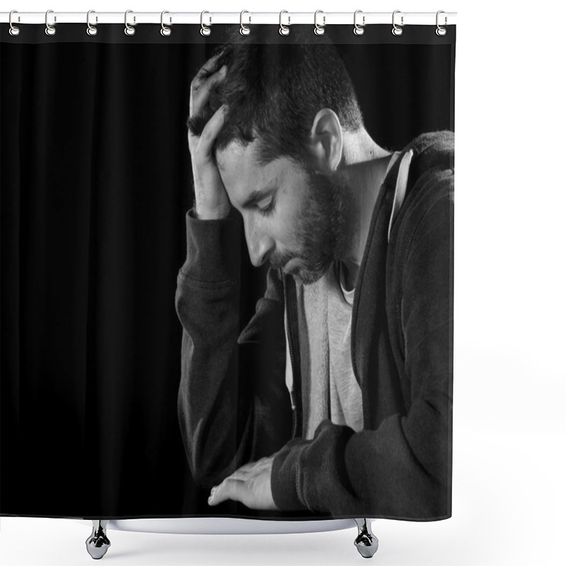 Personality  Desperate Man Suffering Emotional Pain, Grief And Deep Depression Shower Curtains