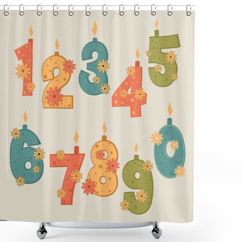 Personality  Vector Number Candles Shower Curtains