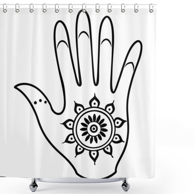 Personality  Minimalist Hand Mehndi Design With Floral Mandala Pattern Vector Illustration Shower Curtains