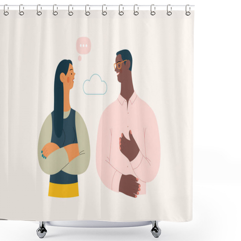 Personality  People Portraits - Talking People Shower Curtains