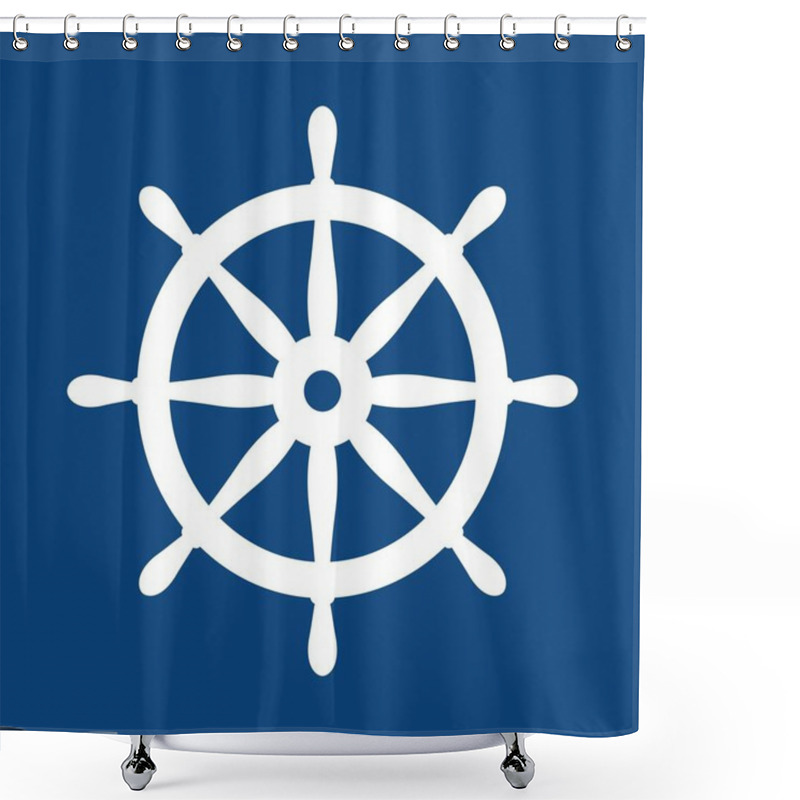 Personality  Nautical Helm. Ship And Boat Steering Wheel Sign. Boat Wheel Control Icon. Rudder Label. Shower Curtains