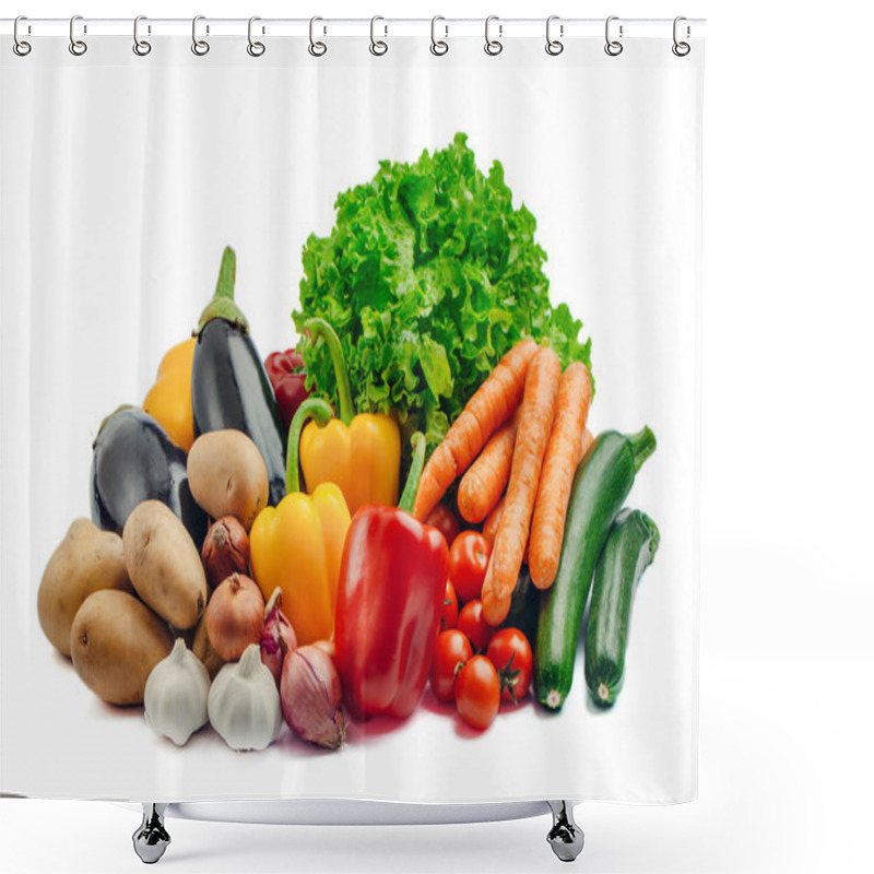 Personality  Fresh Vegetables Isolated On White Shower Curtains