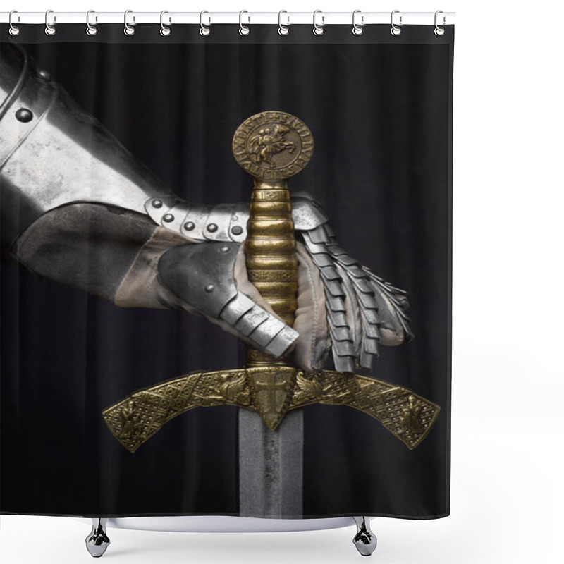 Personality  The Sword Of The Crusader And The Knight's Glove. Shower Curtains