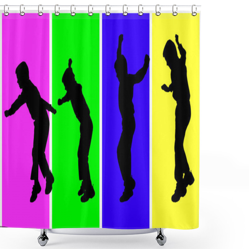 Personality  Silhouette Of Playing Children. Shower Curtains