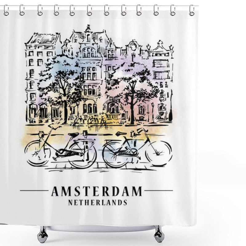 Personality  Amsterdam Architecrture Sketch Shower Curtains