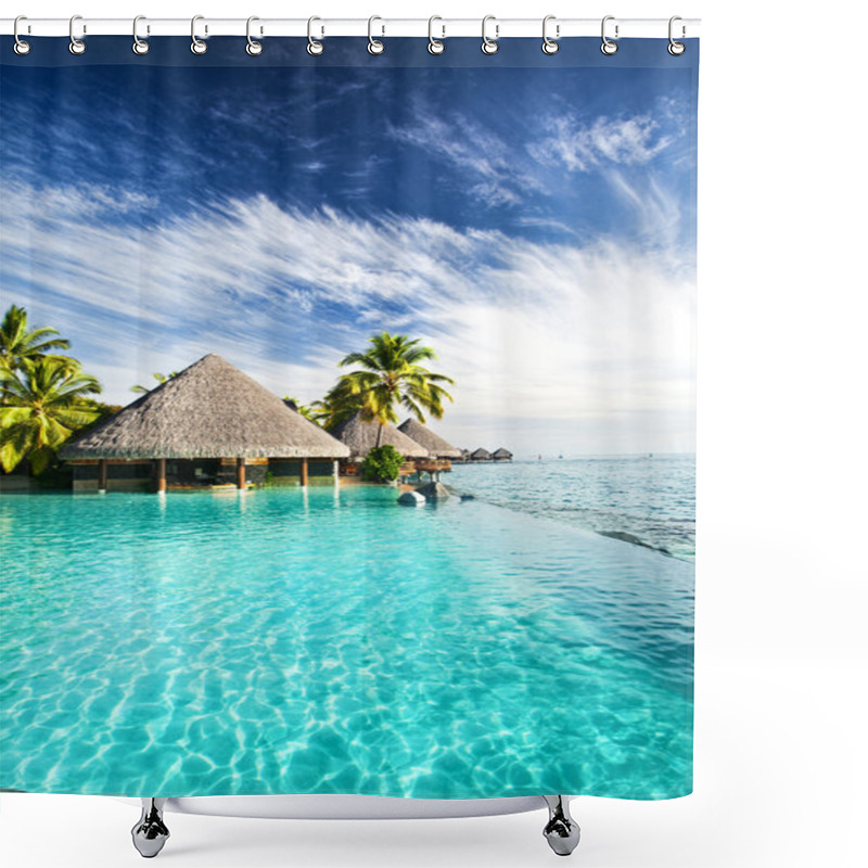 Personality  Infinity Pool With Palms And Tropical Ocean Shower Curtains