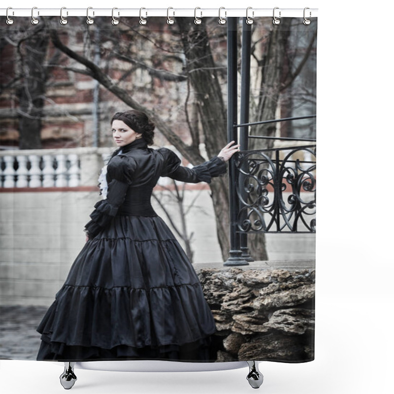 Personality  Lady In Black Shower Curtains