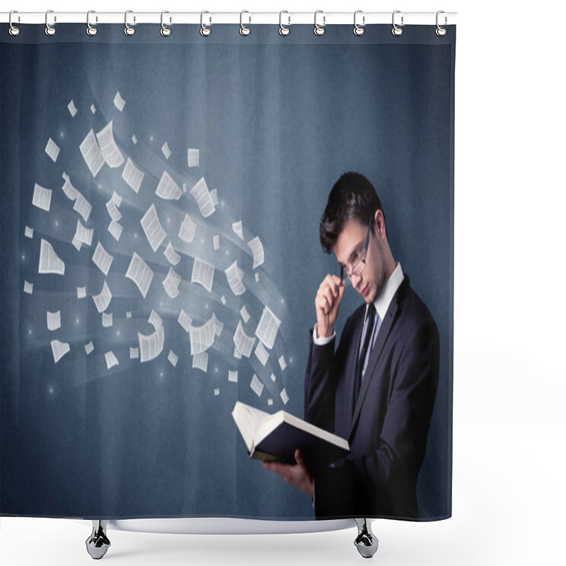 Personality  Young Man Holding Book  Shower Curtains