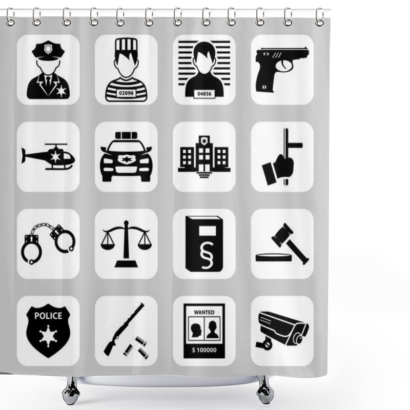 Personality  Police And Criminality Vector Icon Set Shower Curtains