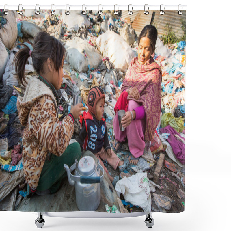 Personality  Unidentified Child And His Parents Shower Curtains