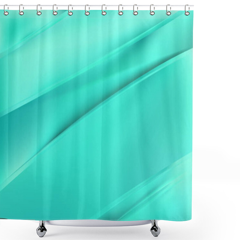 Personality  Abstract Mint Green Diagonal Shiny Lines Background Design Template Shower Curtains