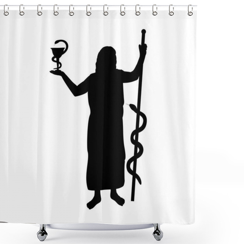 Personality  Asclepius God Medicine Silhouette Ancient Mythology Fantasy Shower Curtains