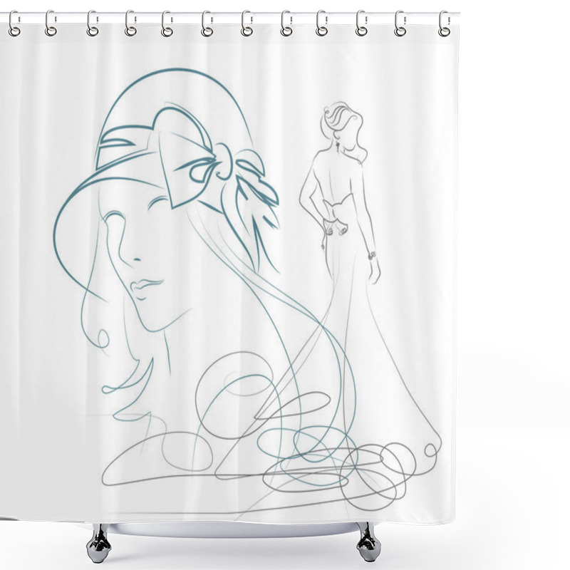 Personality  Bride And Portrait Shower Curtains