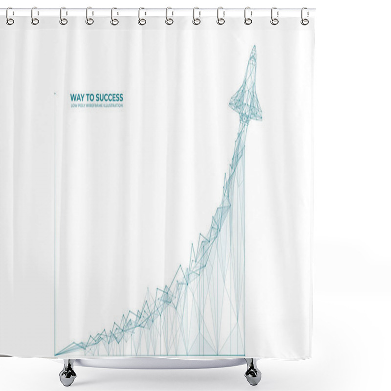 Personality  Rocket Launch. Exponential Growth Chart From Polygons. Technology Fast Growth. Business Or Finance, Career Concept. Digital Space Shuttle Technology. Isolated Vector Illustration On White Background. Shower Curtains