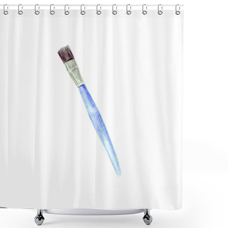 Personality  Illustration Of Blue Brush For Drawing. School Supplies Shower Curtains