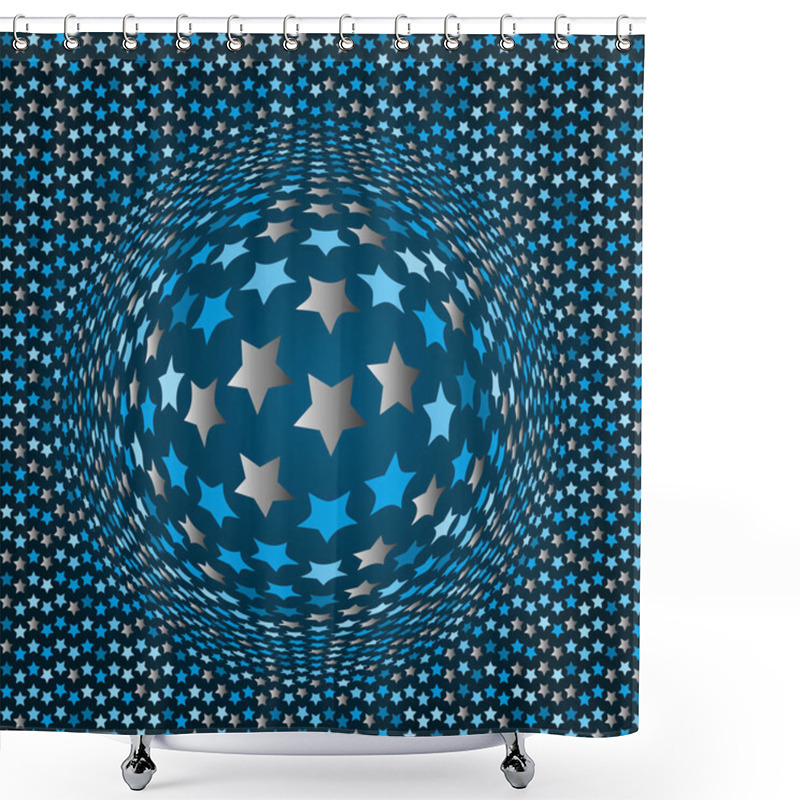 Personality  Seamless Pattern With Blue And Silvery Stars. Shower Curtains