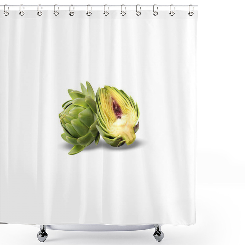 Personality  Globe Artichoke Or Cynara Cardunculus Fruits On Isolated White Background Shower Curtains