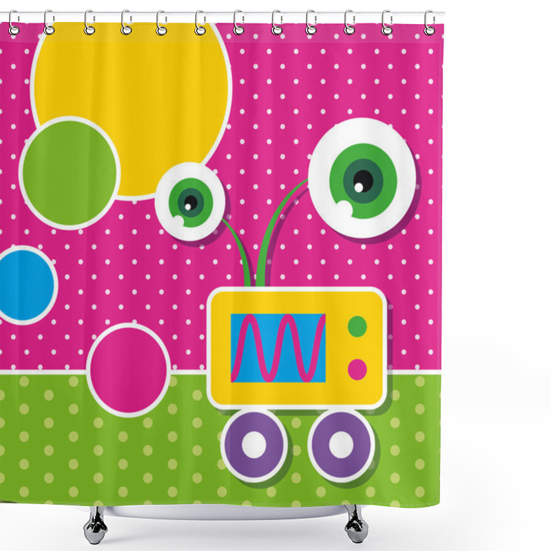 Personality  Cute Robot Greeting Card Shower Curtains