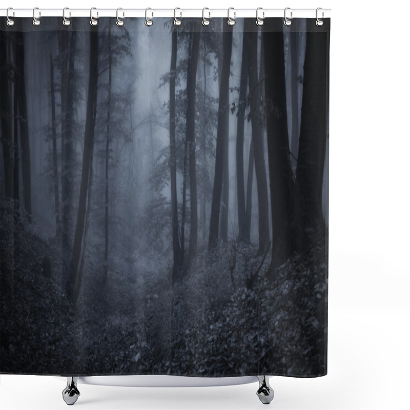 Personality  Dark Night In A Forest Shower Curtains