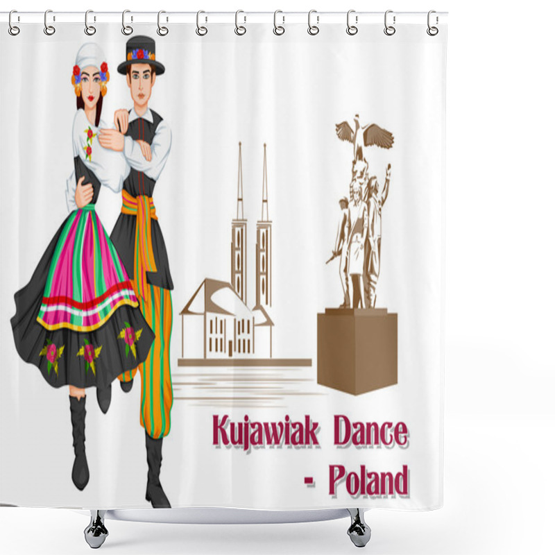 Personality  Polish Couple Performing Kujawiak Dance Of Poland Shower Curtains