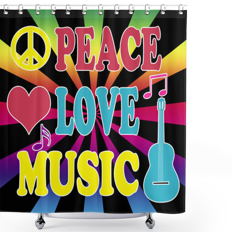 Personality  Peace, Love, Music Shower Curtains