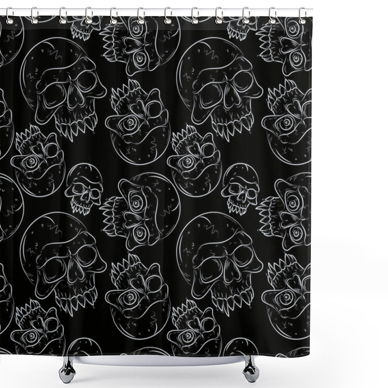 Personality  Seamless Pattern With Skulls Shower Curtains