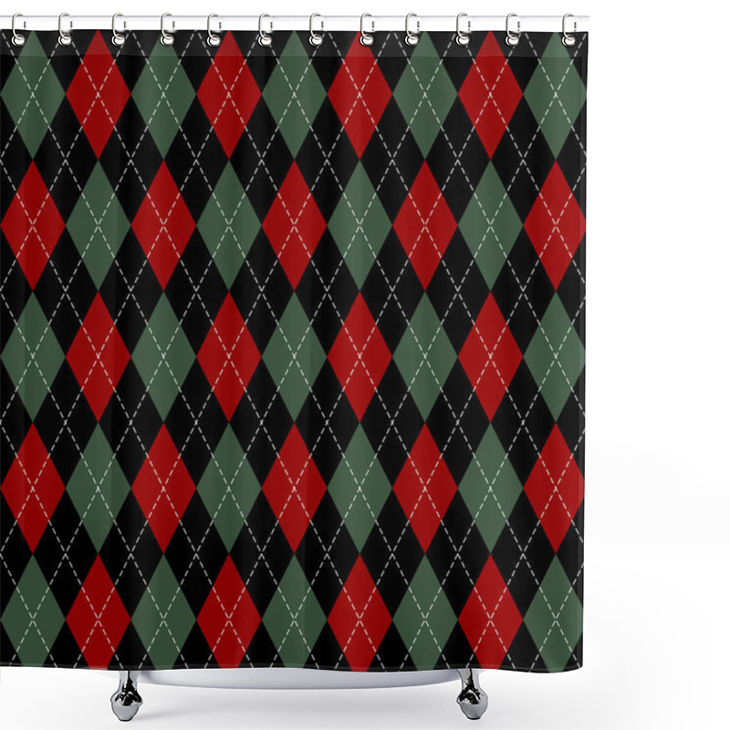 Personality  Christmas New Year Argyle. Pattern Scottish Cage Shower Curtains