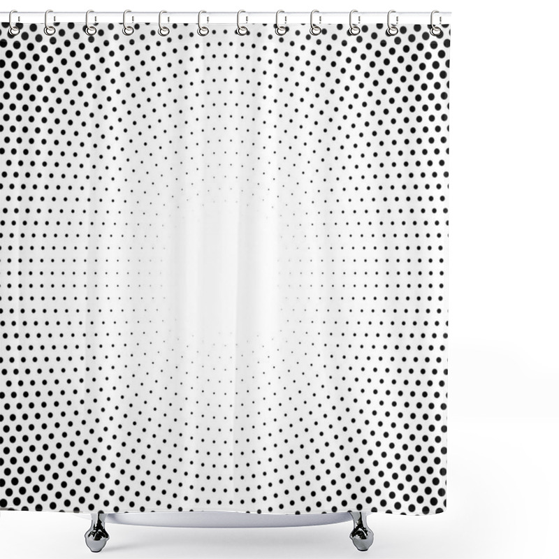 Personality  Halftone Dotted Background Circularly Distributed. Halftone Effect Vector Pattern. Circle Dots Isolated On The White Background. Shower Curtains