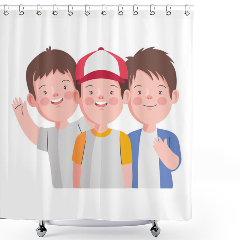 Personality  Down Syndrome Boys Illustration Design Shower Curtains