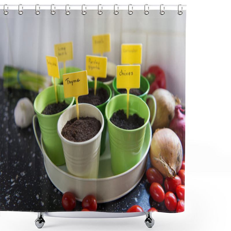 Personality  Sowing Herbs Shower Curtains