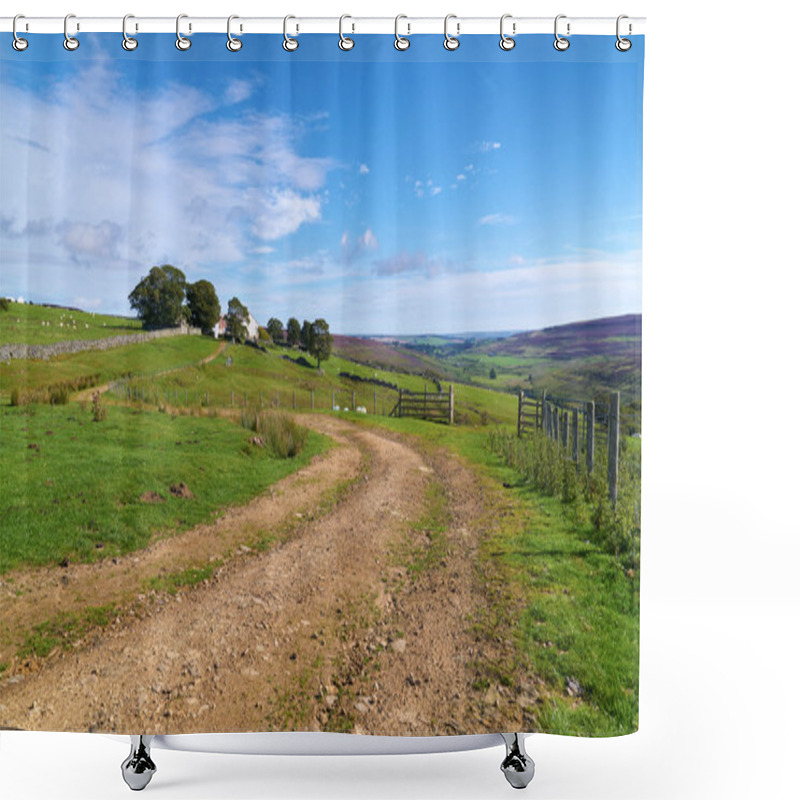 Personality  Dirt Track Leading To Farm Buildings Shower Curtains