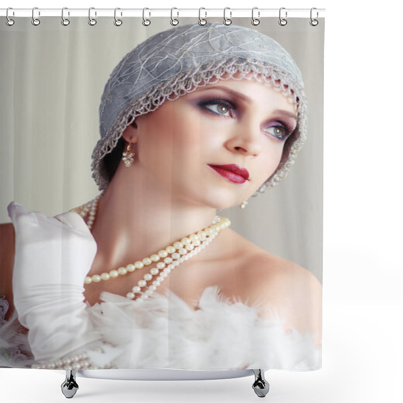 Personality  Young Flapper Woman Shower Curtains