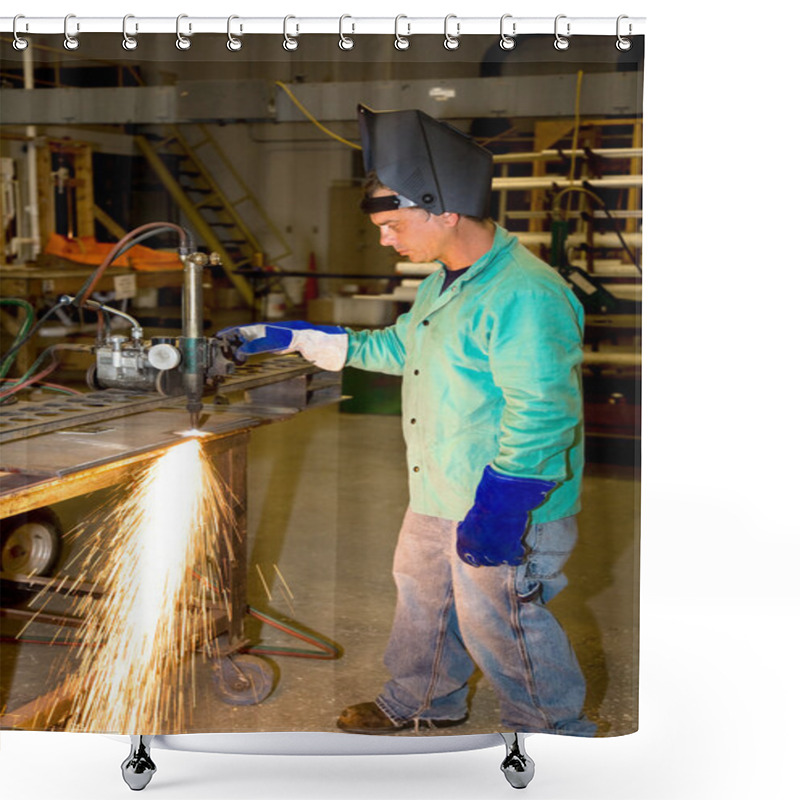 Personality  Metal Worker Using Track Burner Shower Curtains