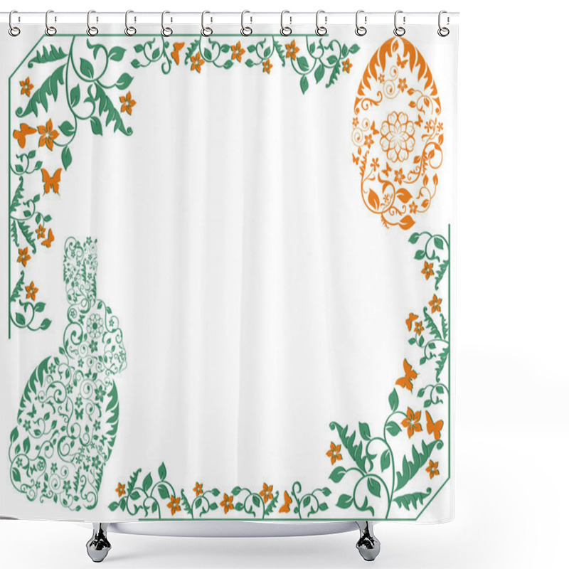 Personality  Simple Frame With Easter Bunny Shower Curtains