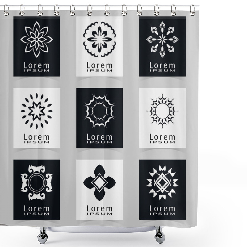 Personality  Abstract Symmetric Geometric Shapes, Business Icon Logo Collection Shower Curtains