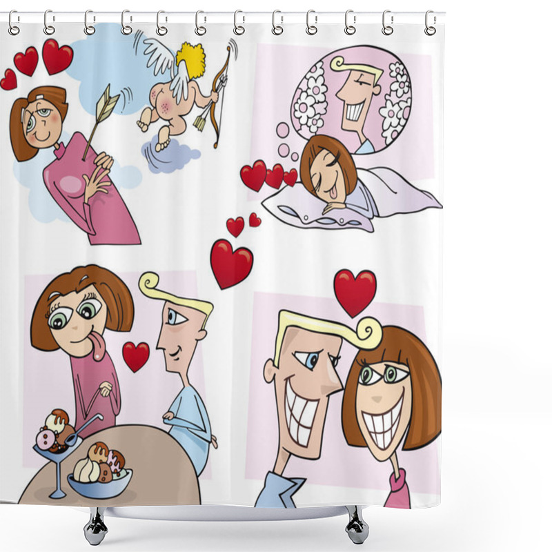 Personality  Comic Love Story Shower Curtains