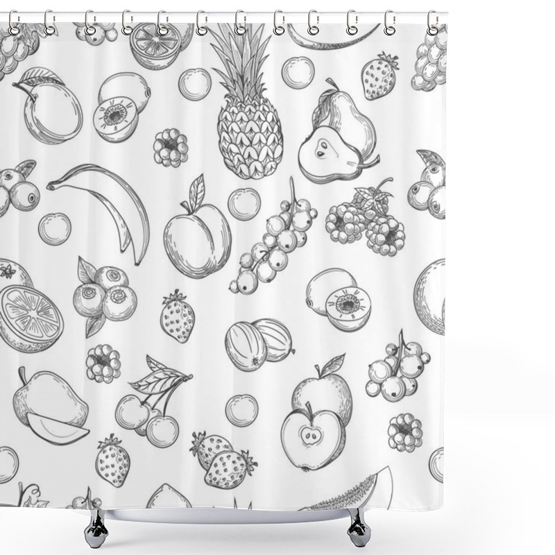 Personality  Fruits Line Seamless Pattern Shower Curtains