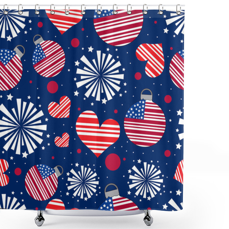 Personality  Seamless Pattern For 4th Of July, American Independence Day. Shower Curtains