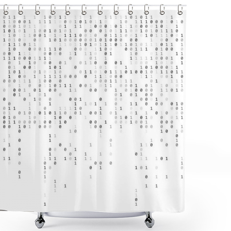 Personality  Binary Falling Numbers Like Matrix.  0,1 Digits On White Backgro Shower Curtains