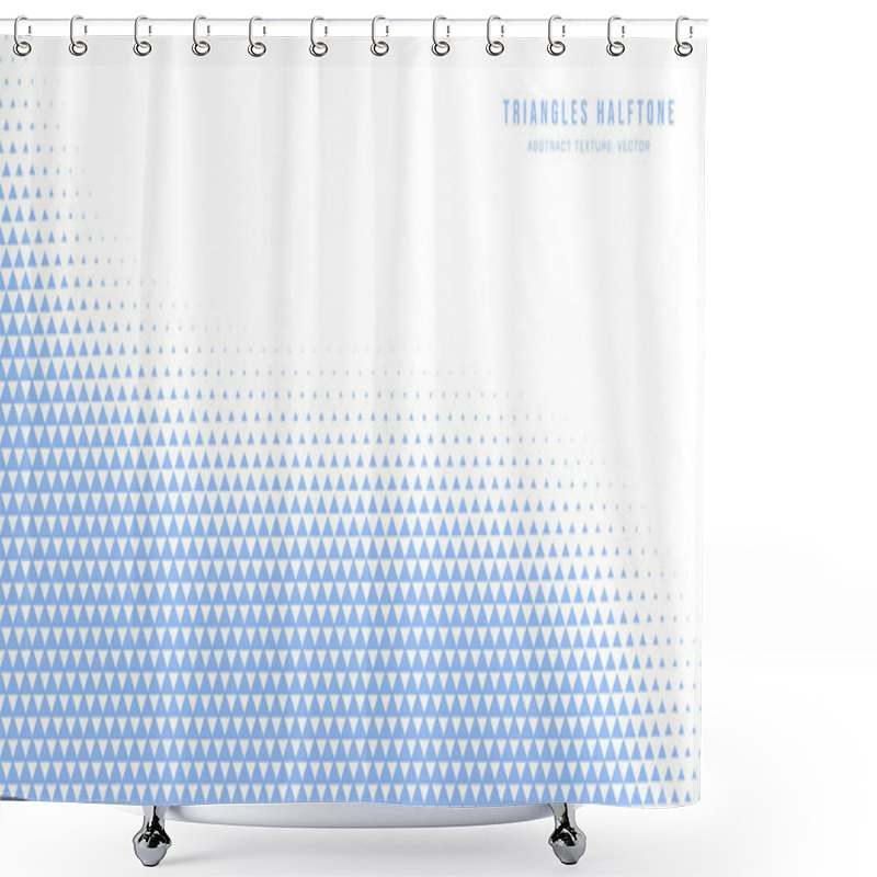 Personality  Triangles Halftone Geometric Pattern Abstract Vector Smooth Curved Blue Border Isolated On White Background. Half Tone Art Graphic Minimalist Pure Light Vivid Wallpaper. Bent Form Twisted Abstraction Shower Curtains