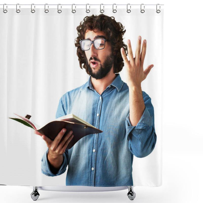 Personality  Portrait Of Man Reading Book Shower Curtains