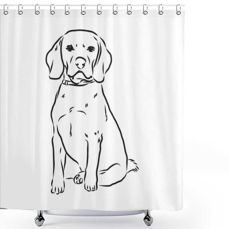 Personality  Decorative Portrait Of Standing In Profile Beagle, Vector Isolated Illustration In Black Color On White Background Shower Curtains