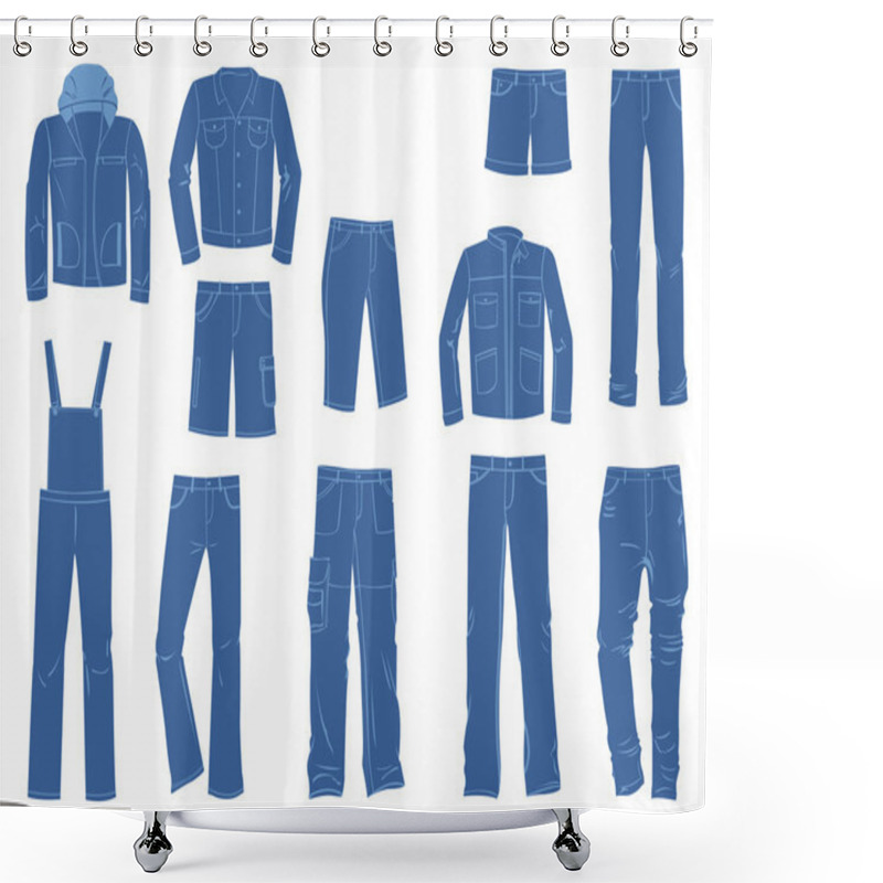 Personality  Male Denim Clothing Shower Curtains