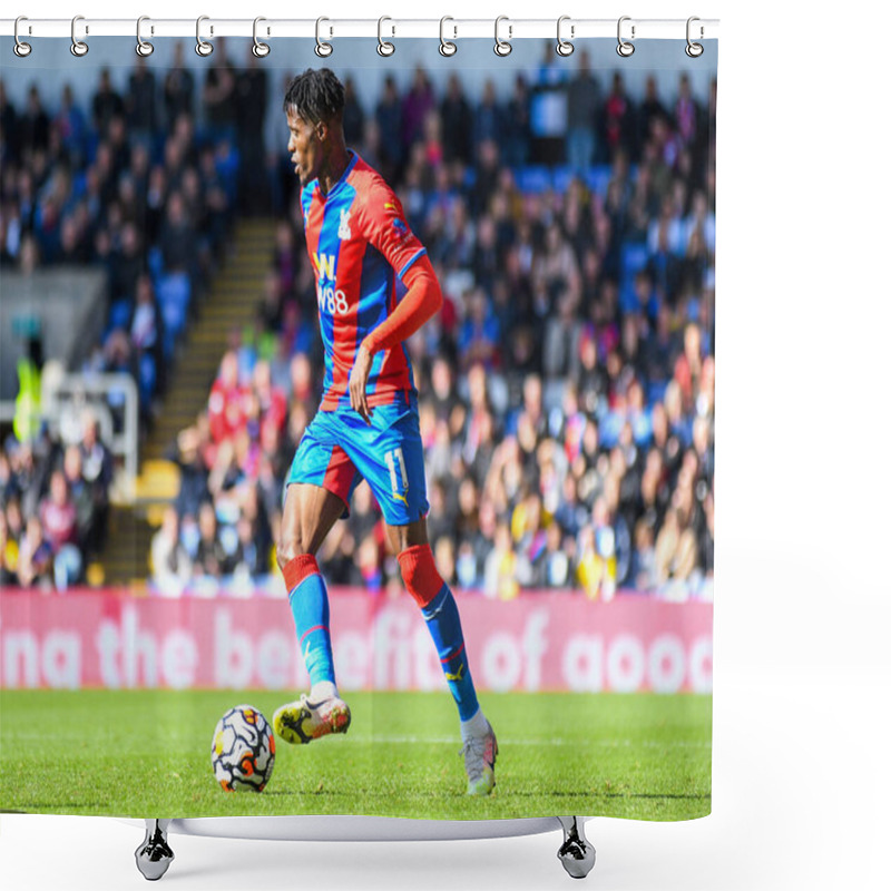 Personality  LONDON, ENGLAND - OCTOBER 3, 2021: Dazet Wilfried Armel Zaha Of Palace Pictured During The 2021-22 Premier League Matchweek 7 Game Between Crystal Palace FC And Leicester CIty FC At Selhurst Park. Copyright: Cosmin Iftode/Picstaff Shower Curtains